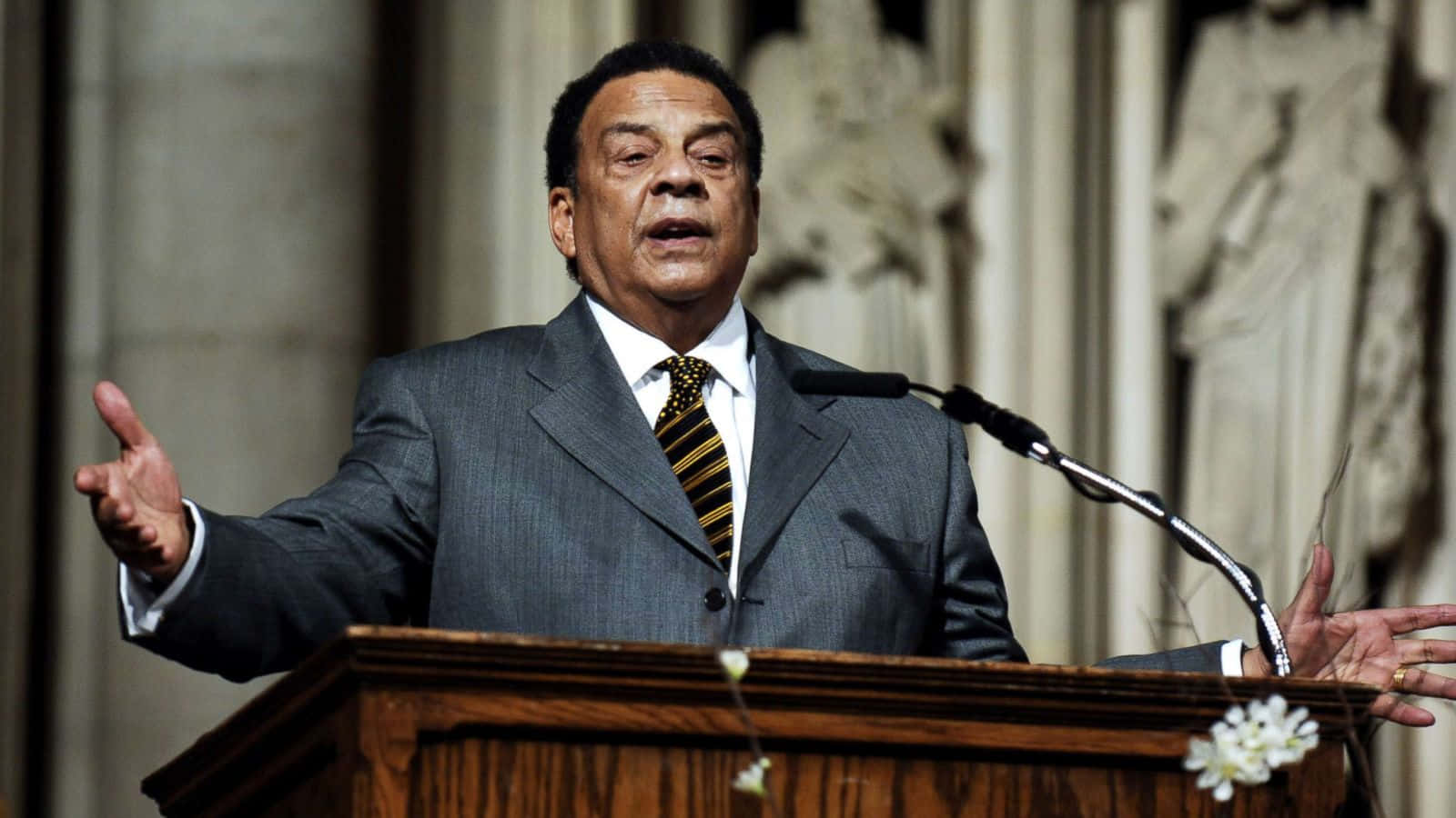 Andrew Young Speaking In Church Background
