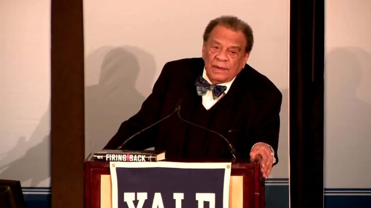 Andrew Young Speaking In Yale University Background