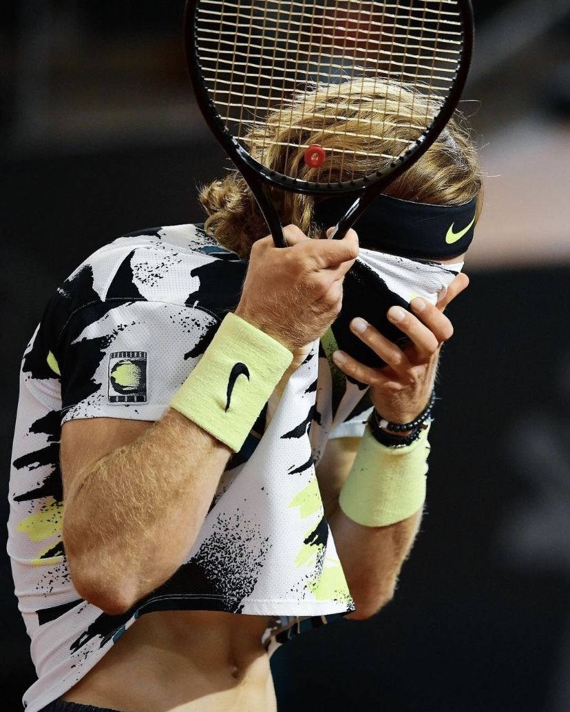 Andrey Rublev Wiping His Sweat Background