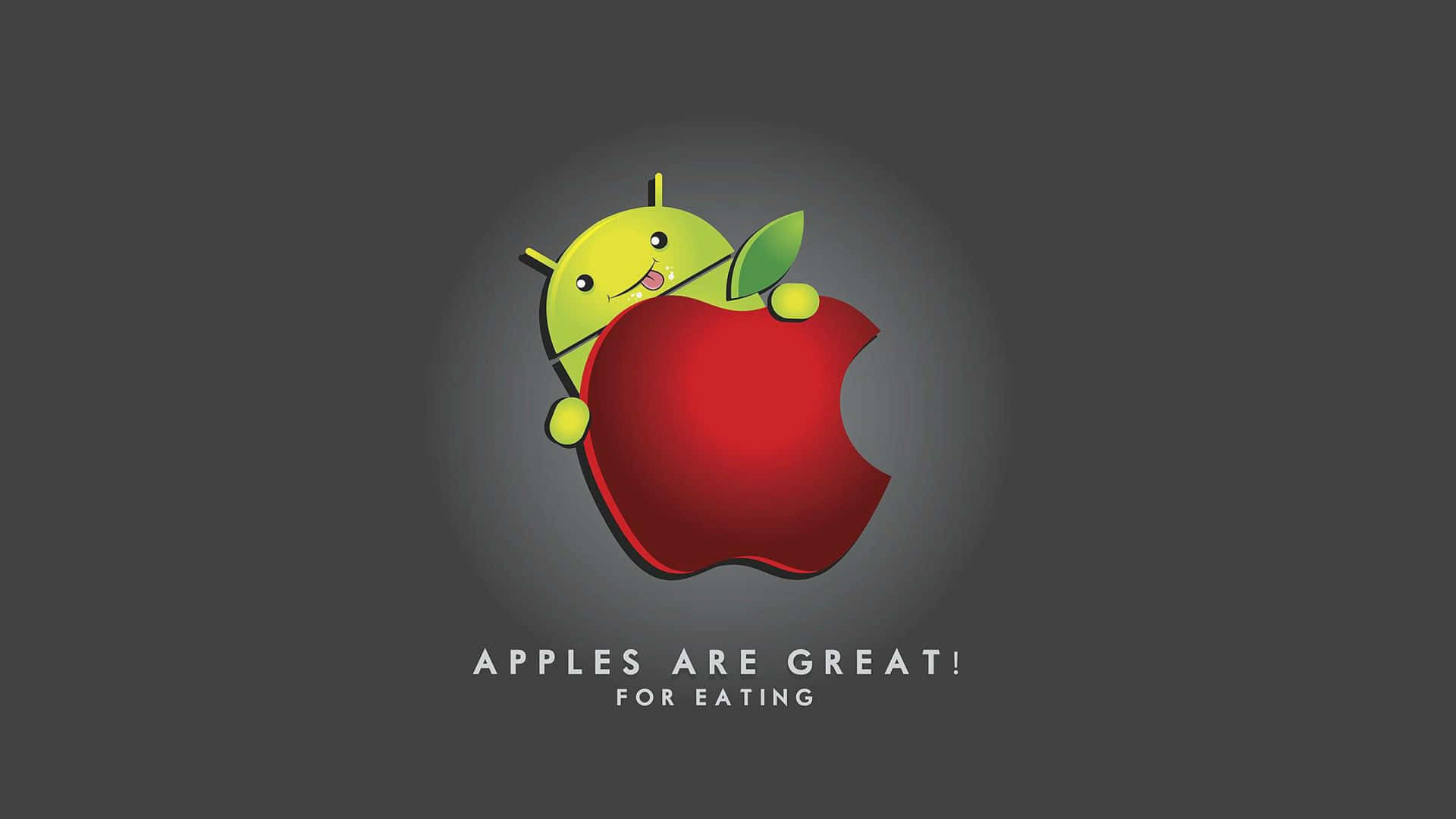 Android Eating Red Apple Background