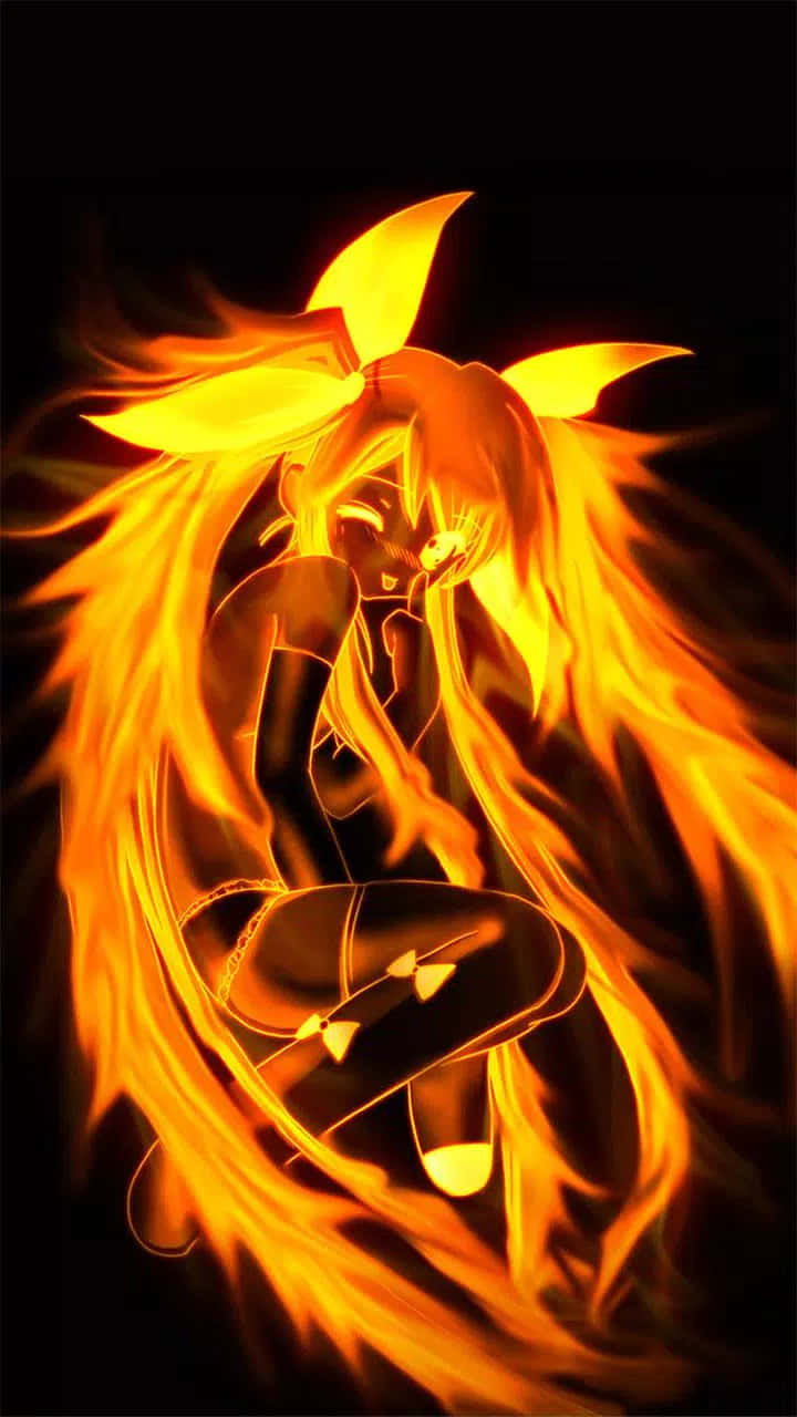 Android Fire Beast-like Girl Background