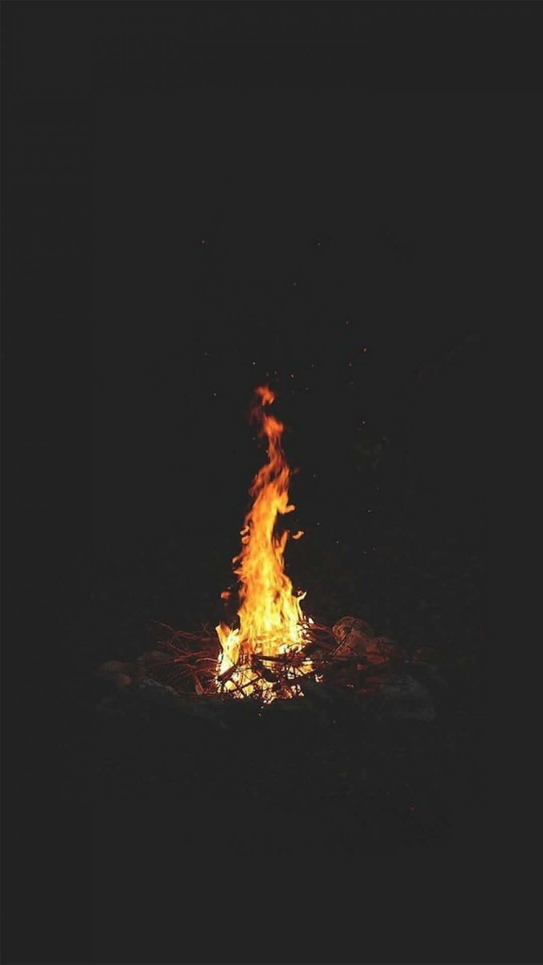 Android Fire While Camping At Night Background