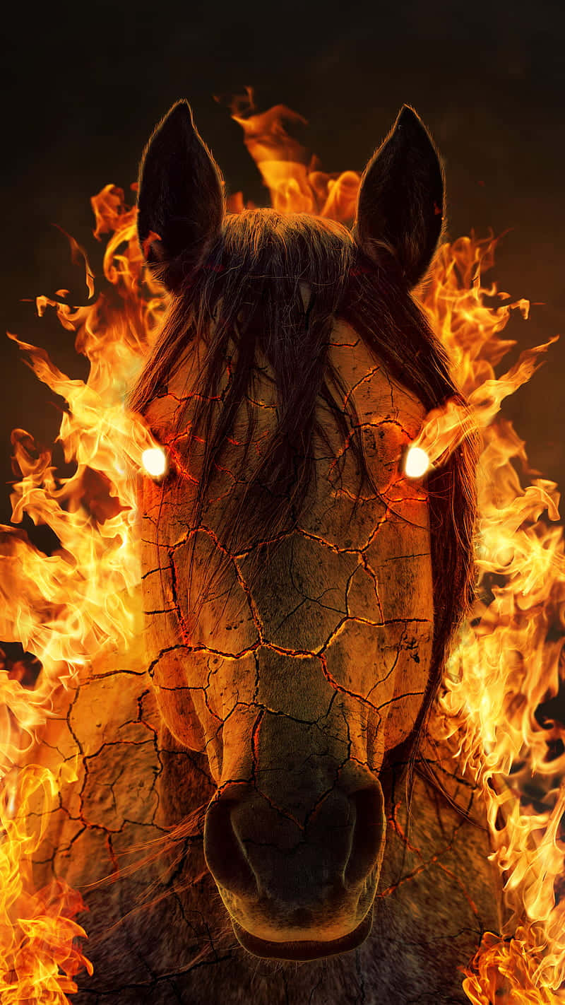 Android Fire With A Burning Horse Background