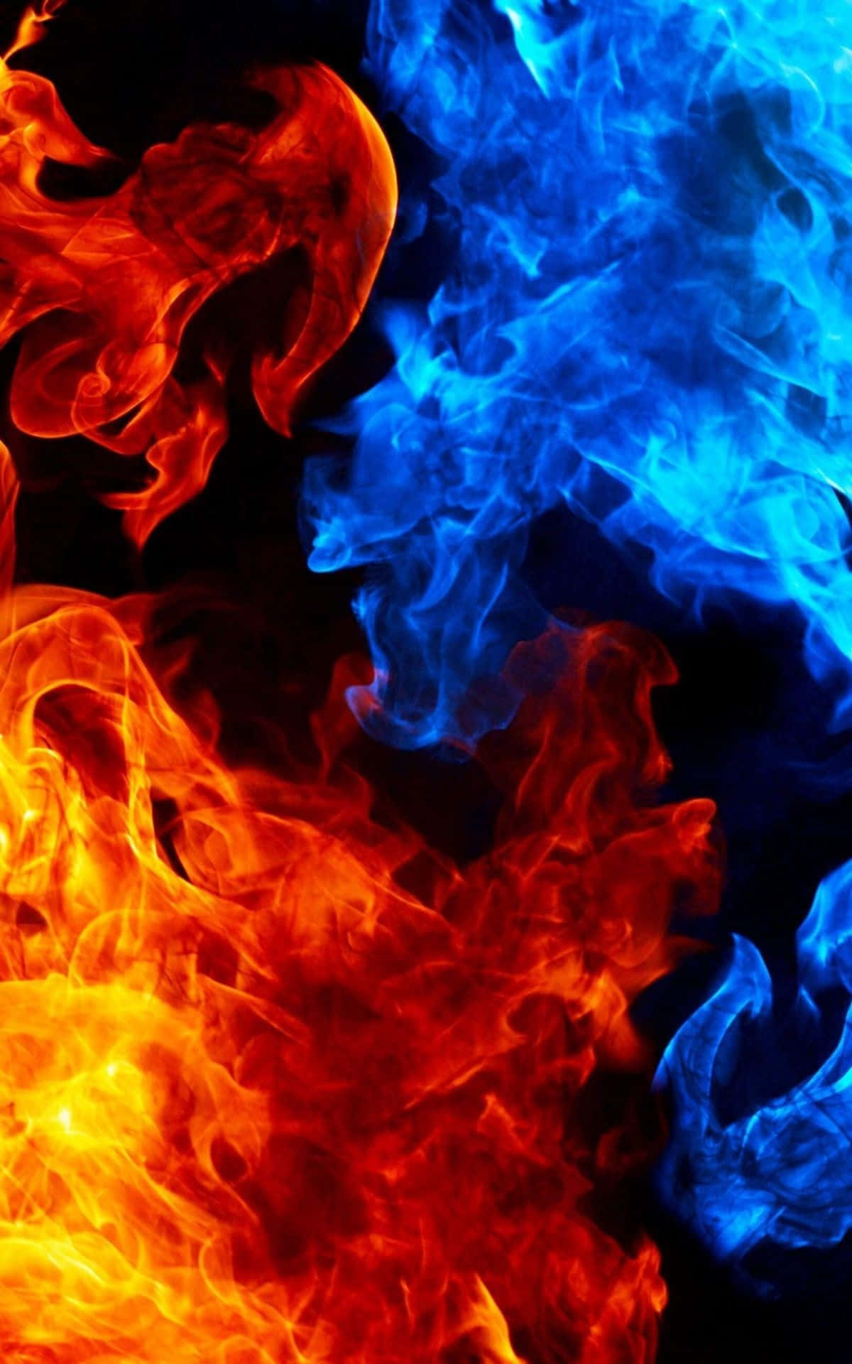 Android Fire With Blue Flames Background