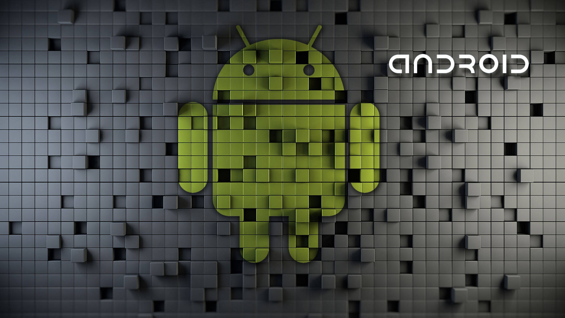 Android Robot In Cubes Background