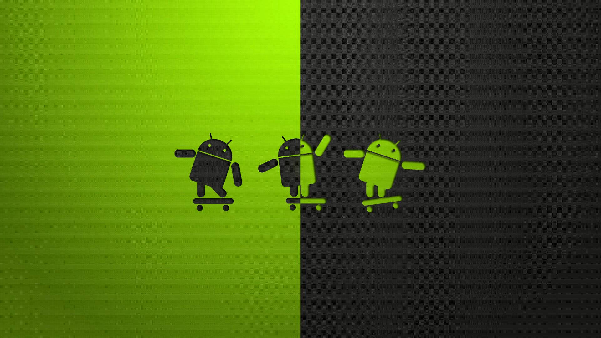 Android Robots In Skateboard Background