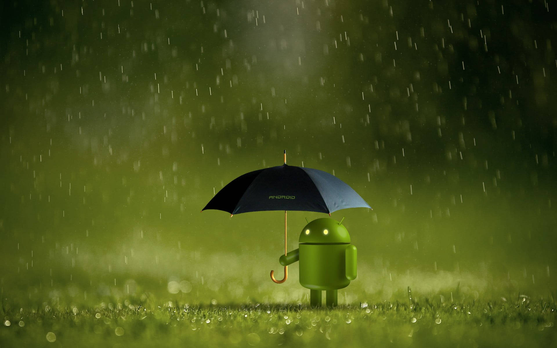 Android Under Blue Umbrella Most Beautiful Rain Background