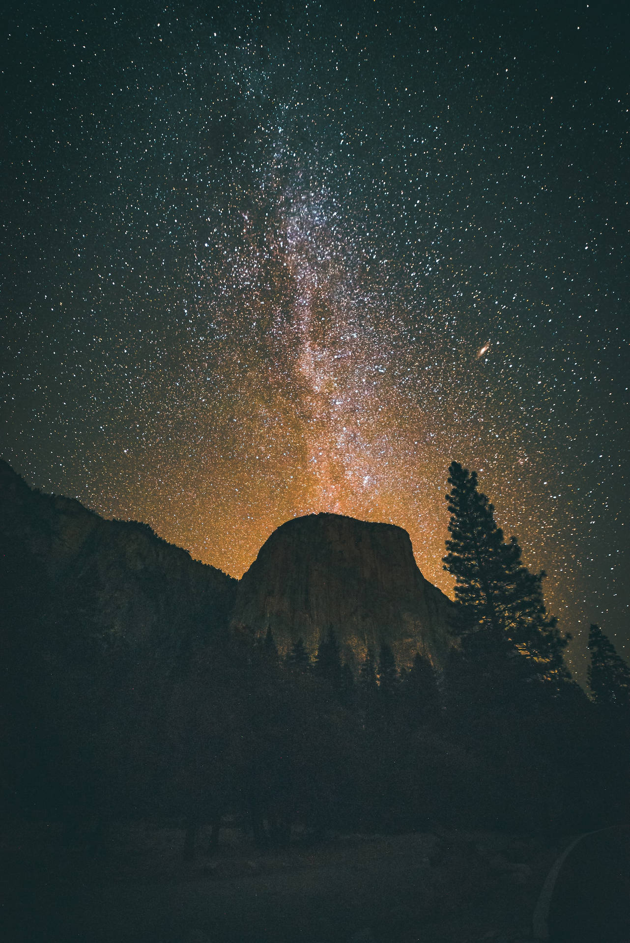 Andromeda Galaxy And Mountain Background