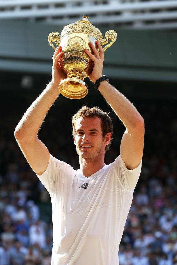Andy Murray Celebrating With Wimbledon Trophy
