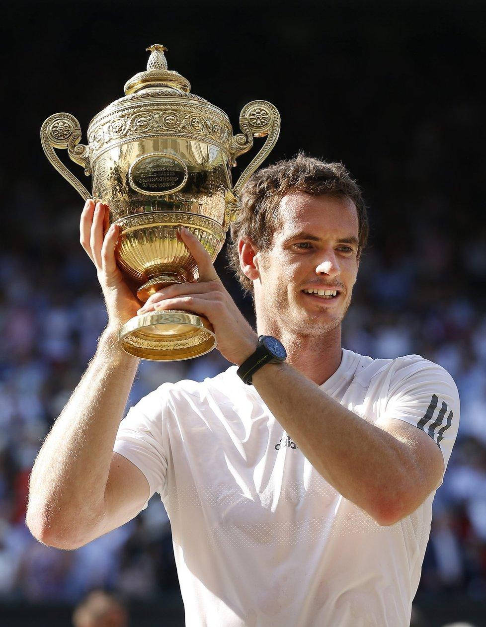 Andy Murray Holding Wimbledon Trophy