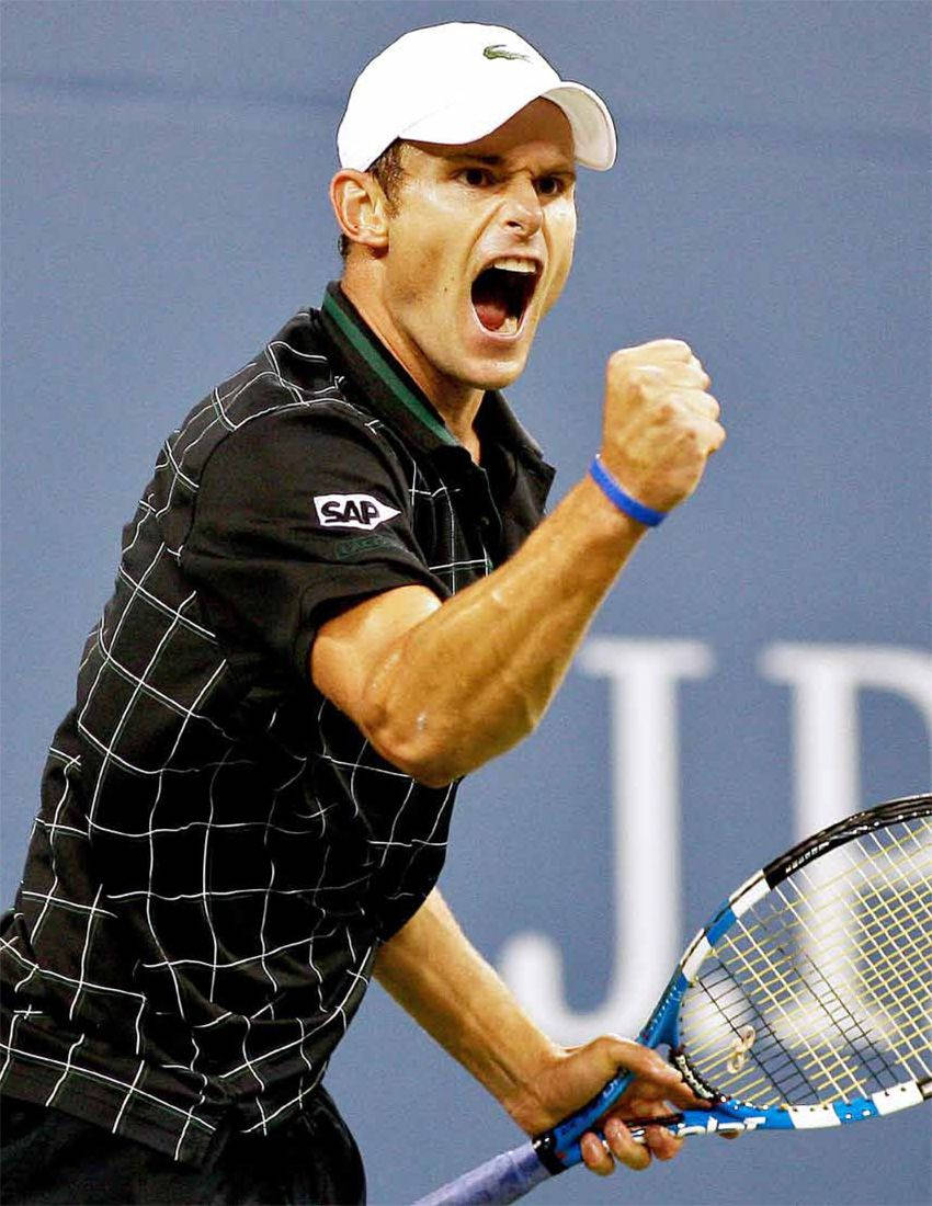 Andy Roddick Fist Raised Mouth Open Background