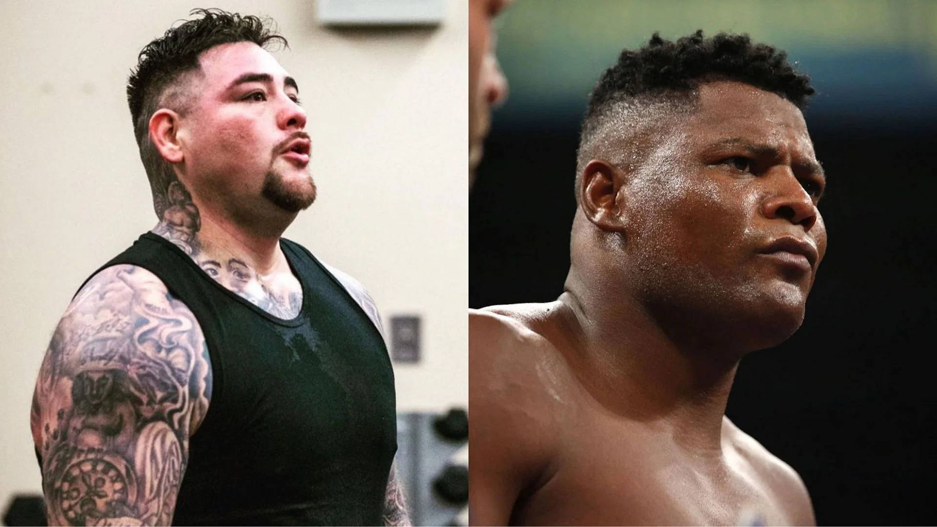 Andy Ruiz And Luis Ortiz Collage Background