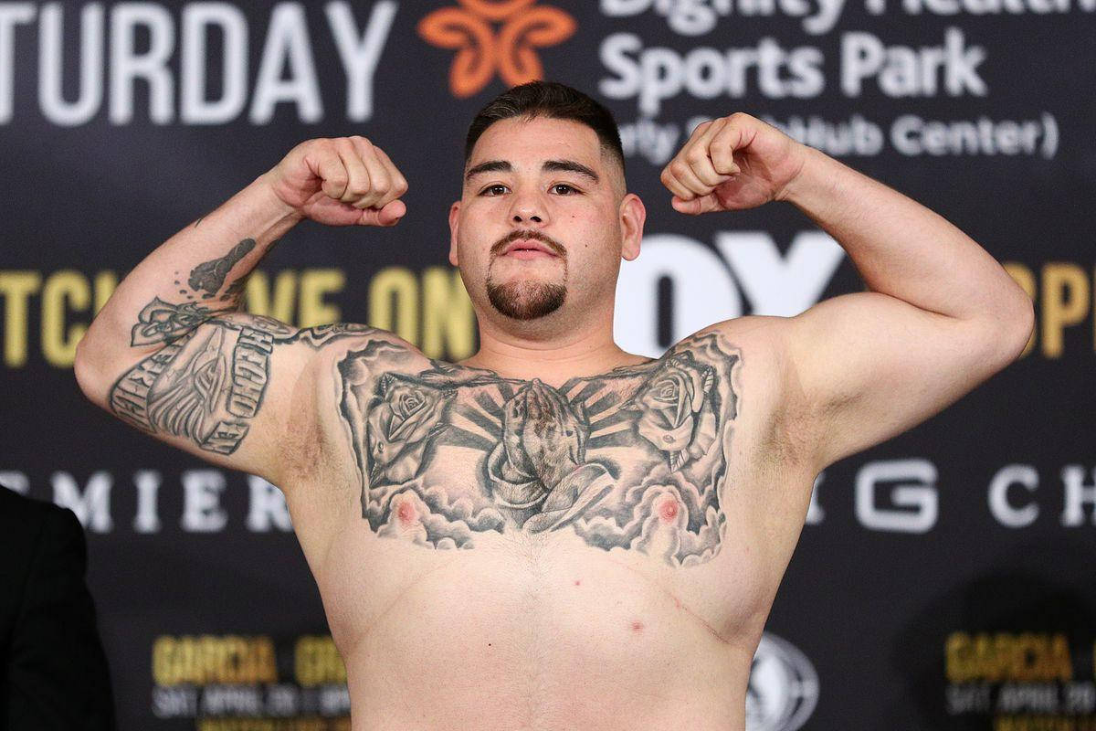 Andy Ruiz Weigh In Pose Background
