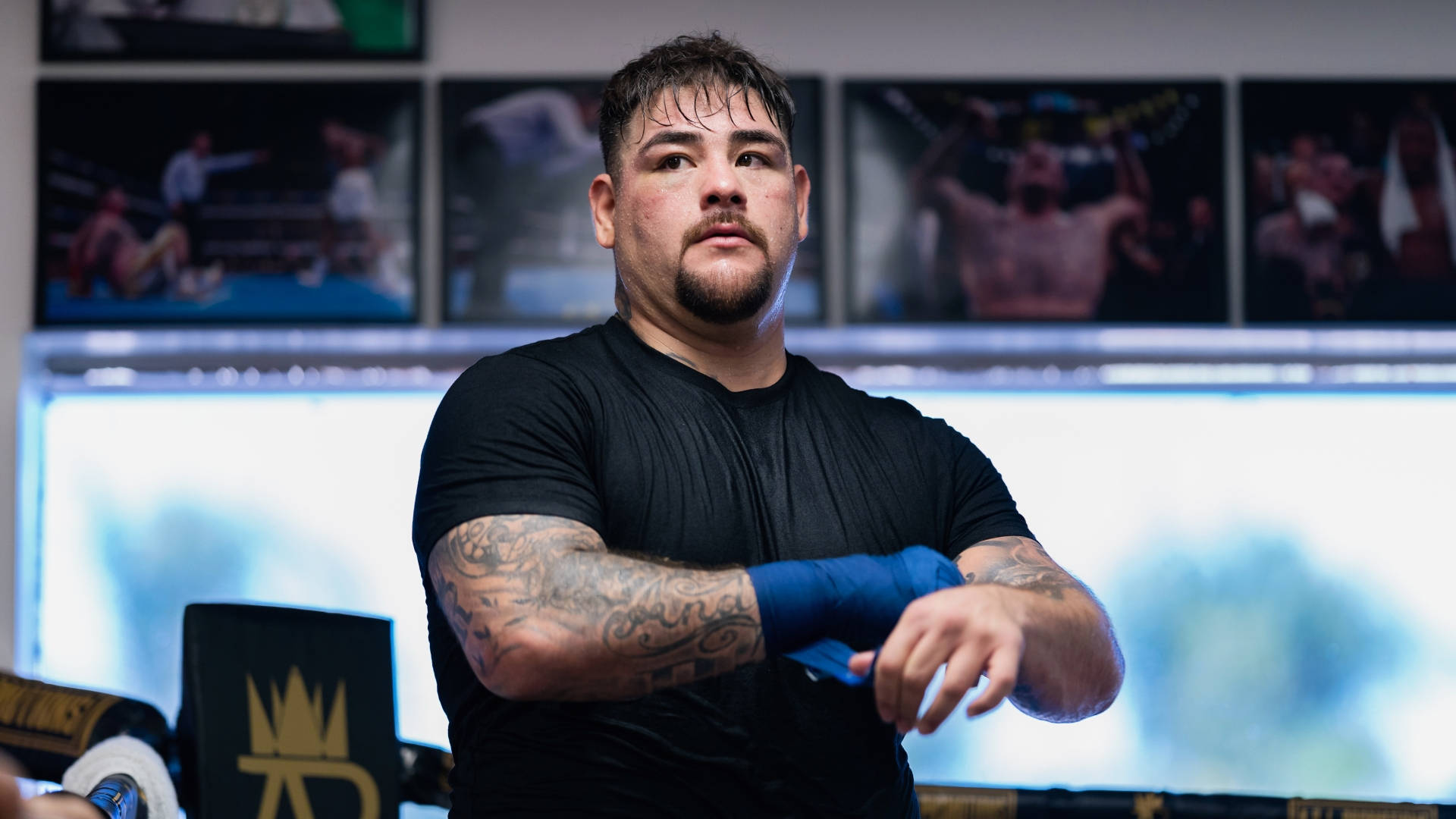 Andy Ruiz With Blue Hand Wraps