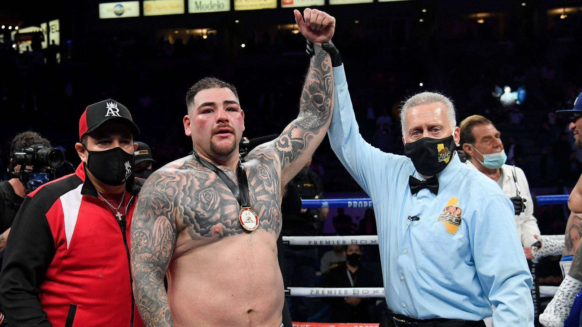 Andy Ruiz With Referee Background