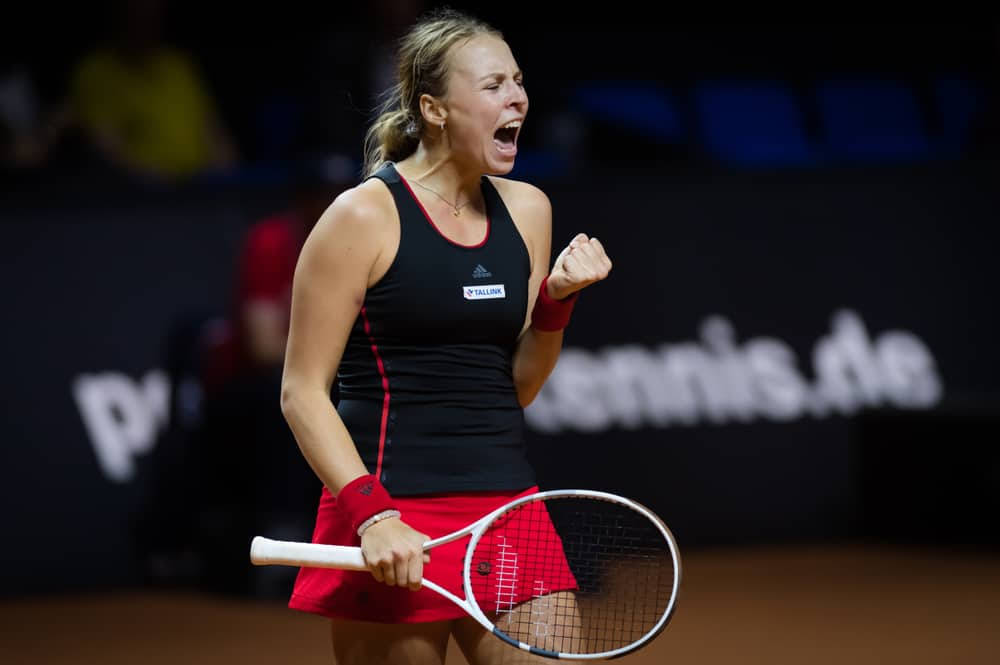 Anett Kontaveit In Red Skirt