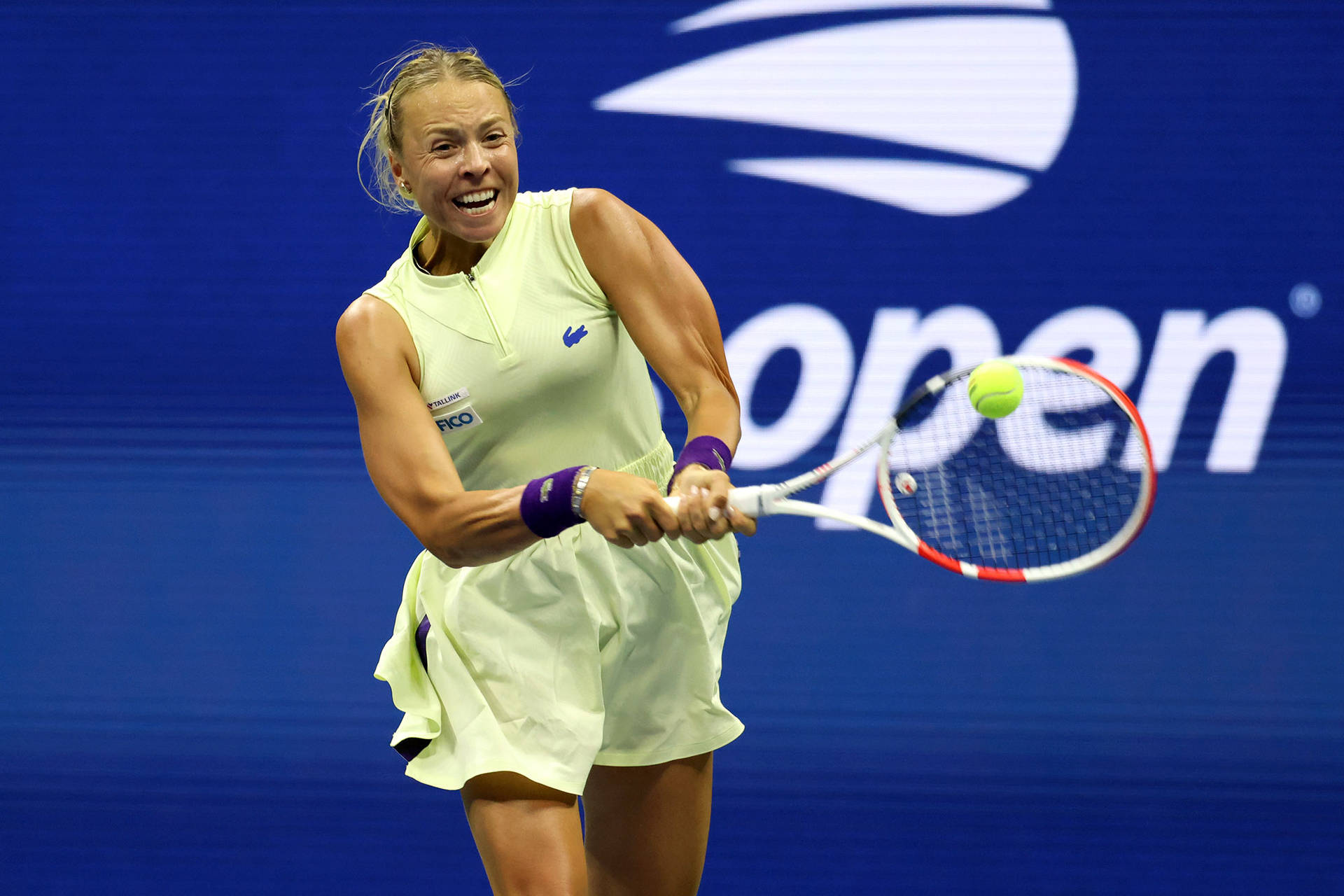 Anett Kontaveit Swings Blue Backdrop