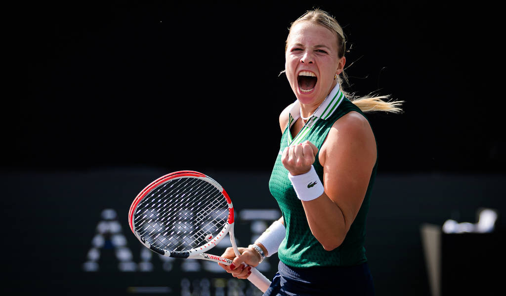 Anett Kontaveit White And Red Racket Background