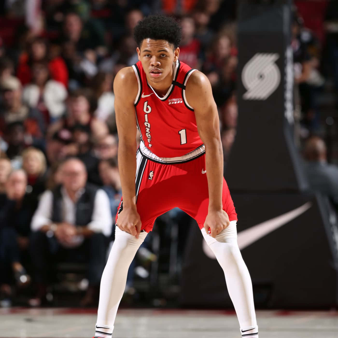 Anfernee Simons In Red Retro Blazers Jersey Background