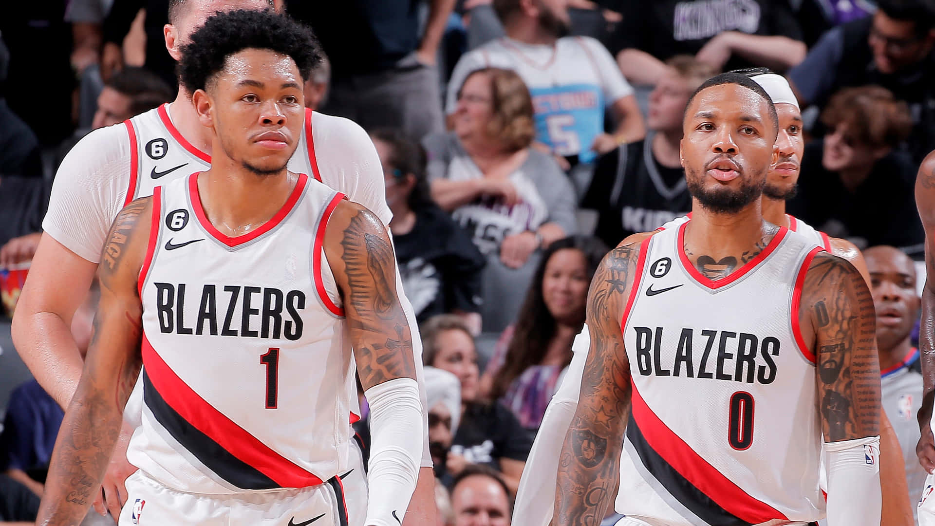 Anfernee Simons With Point Guard Damian Lillard Background
