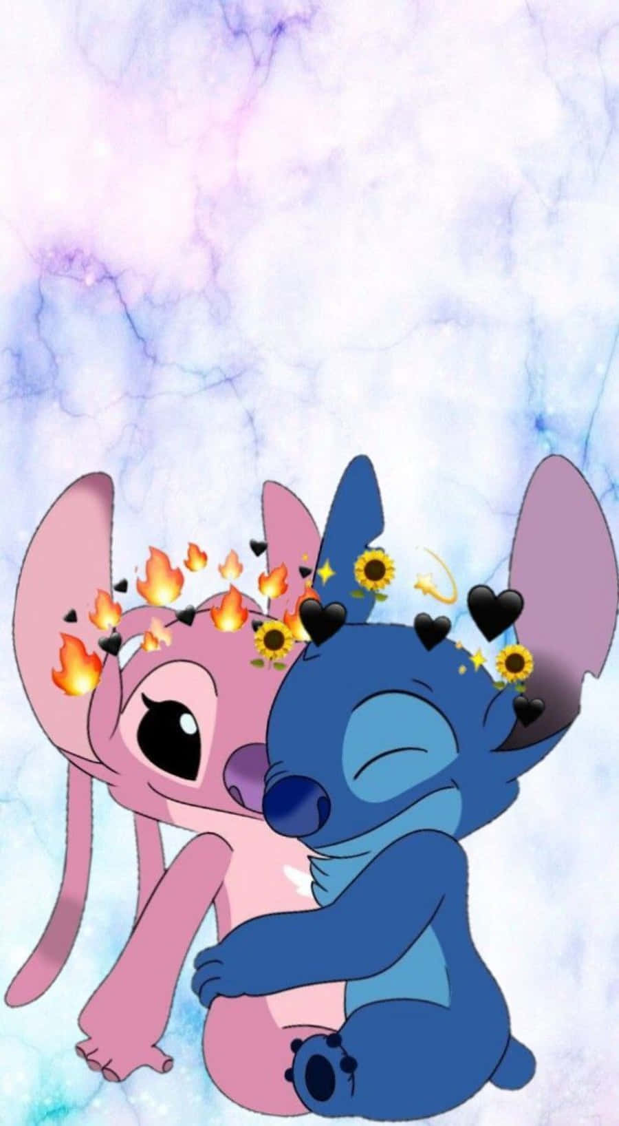 Angel And Stitch Embrace In A Warm Hug Background