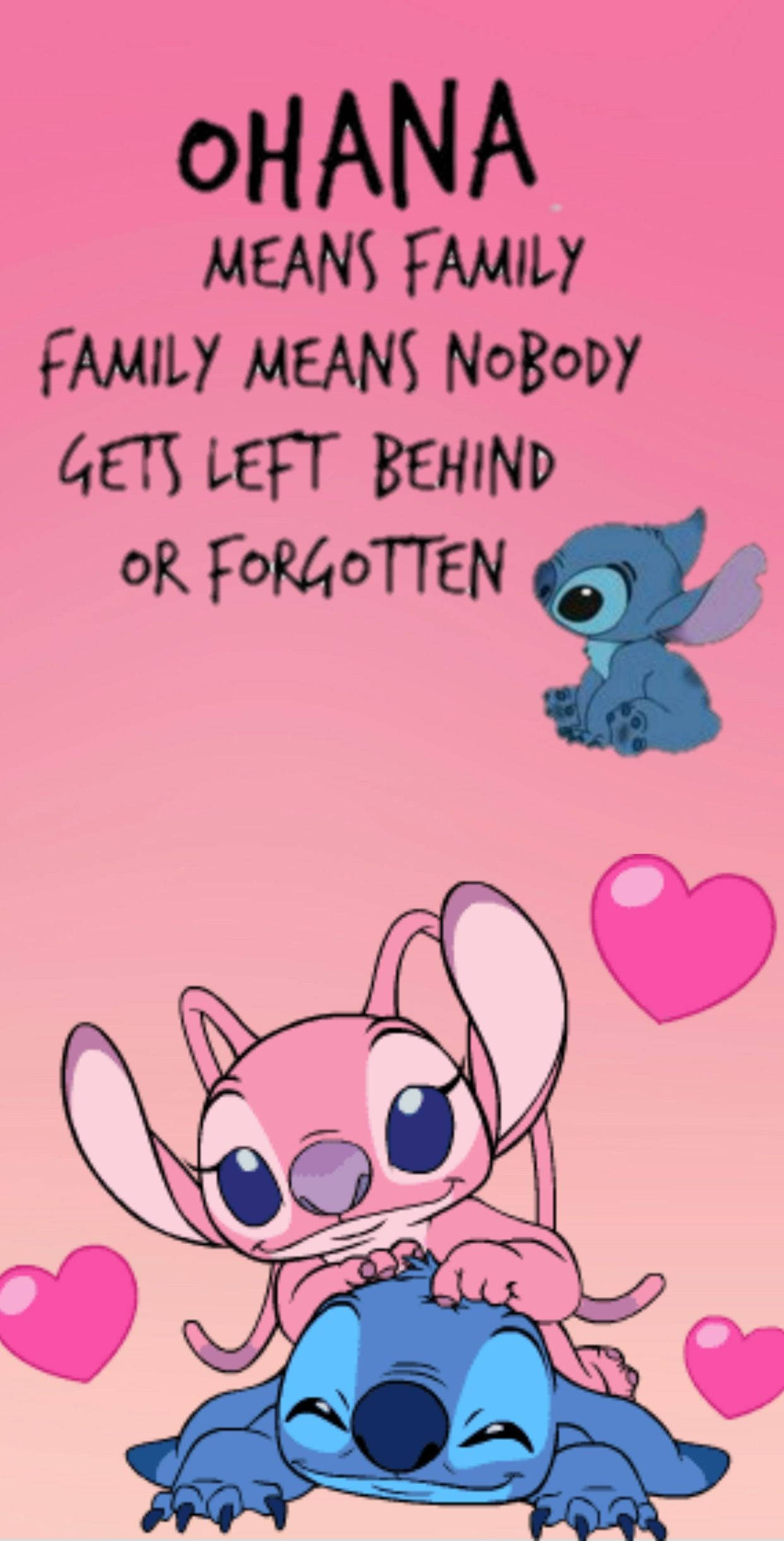 Angel And Stitch Ohana Quote Background