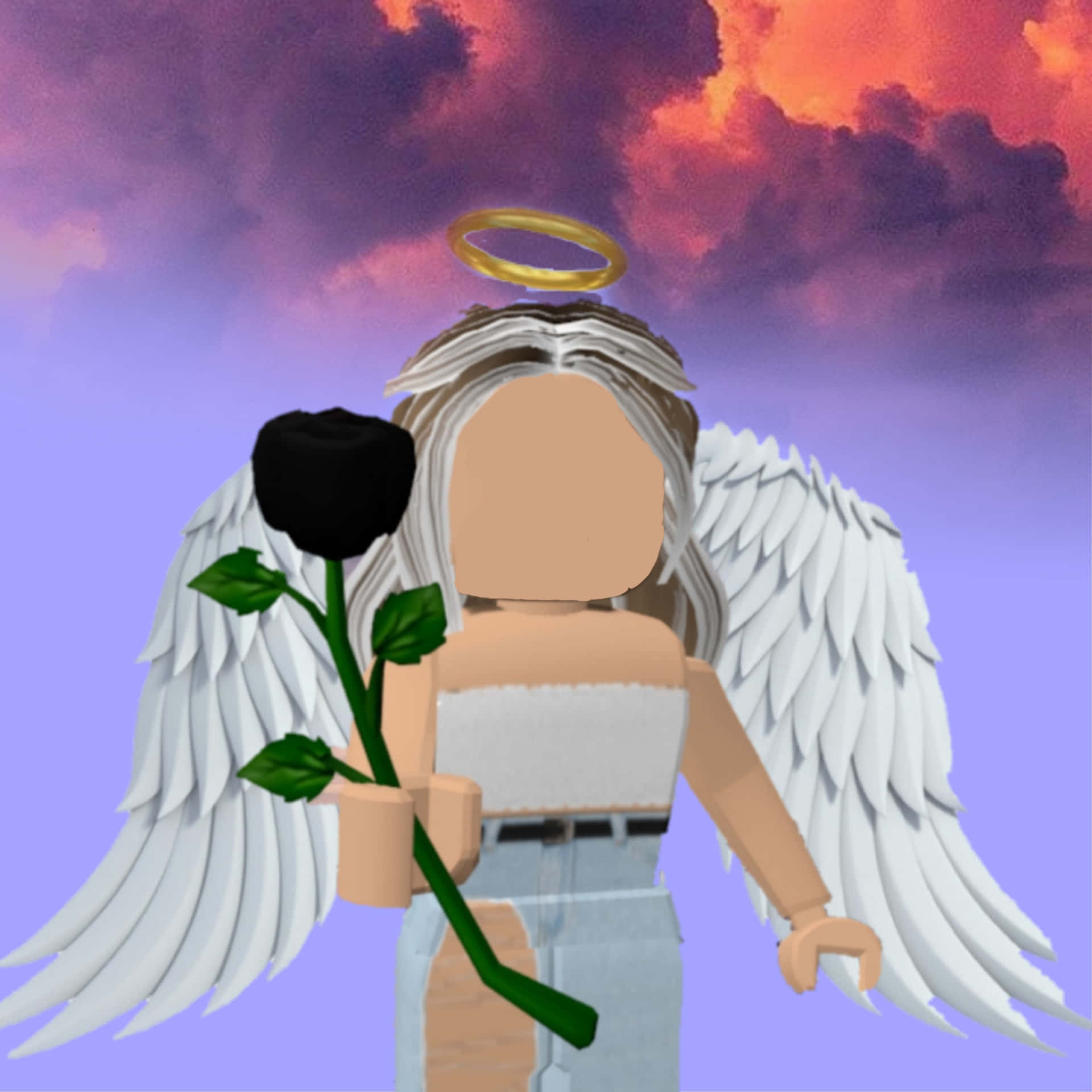 Angel Avatar Holding Black Rose Background