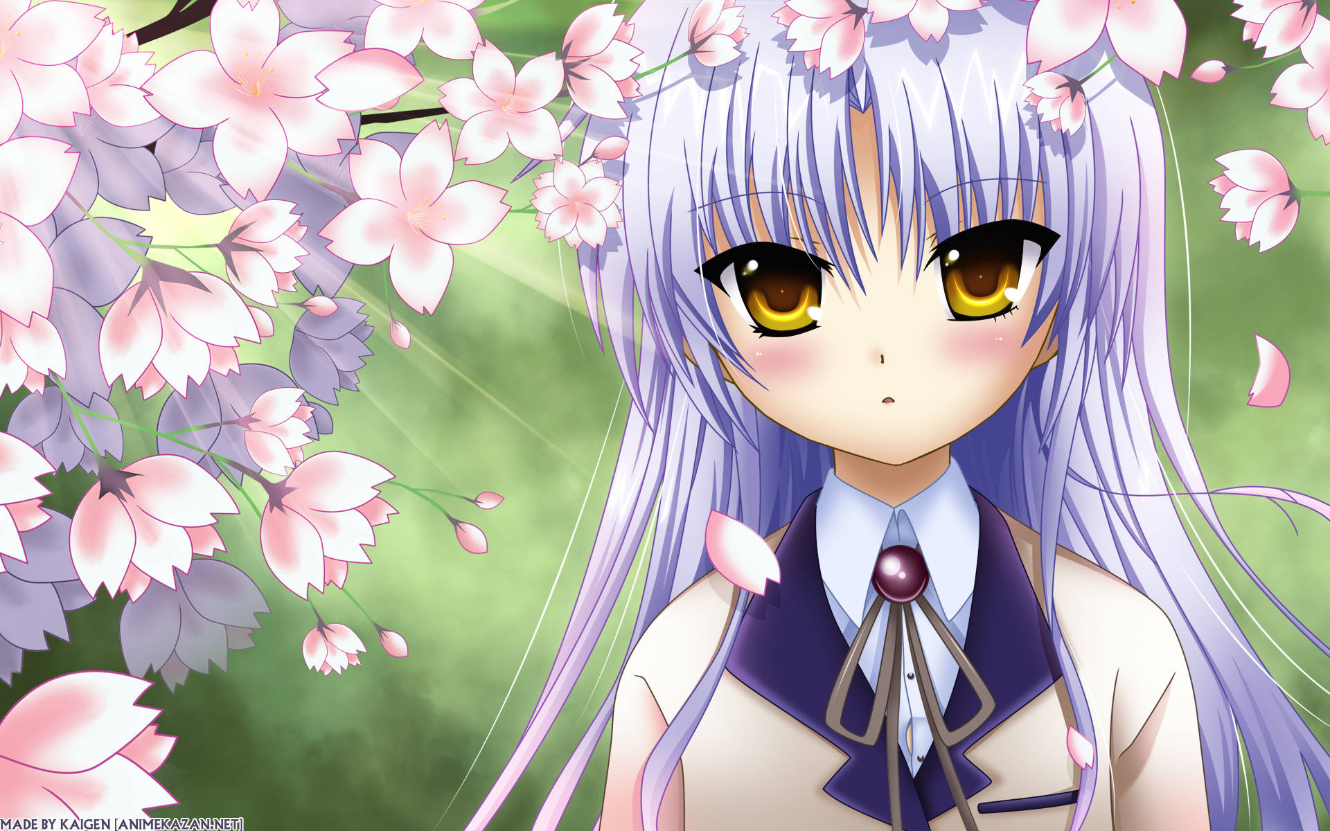 Angel Beats With Flowers Background