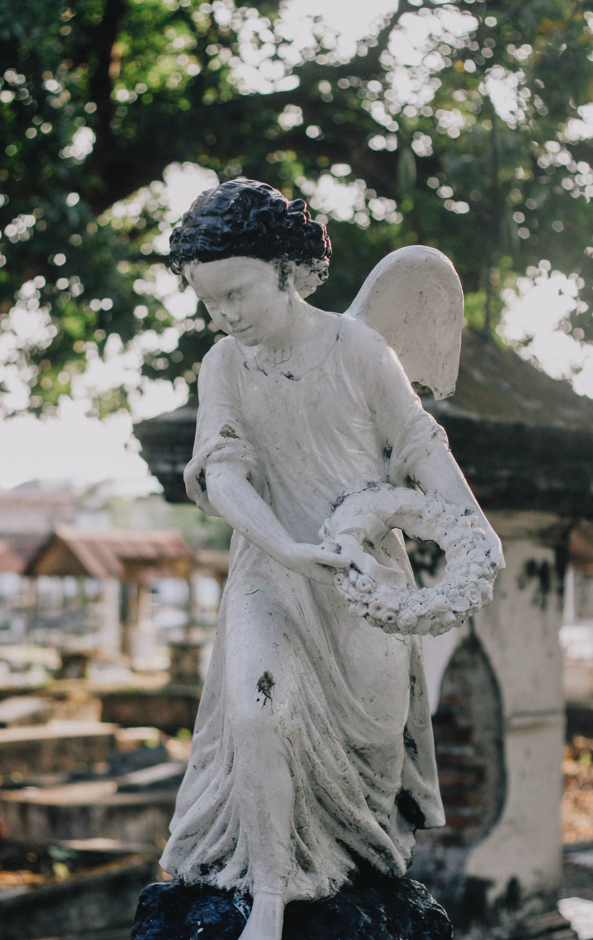 Angel Child Statue Background
