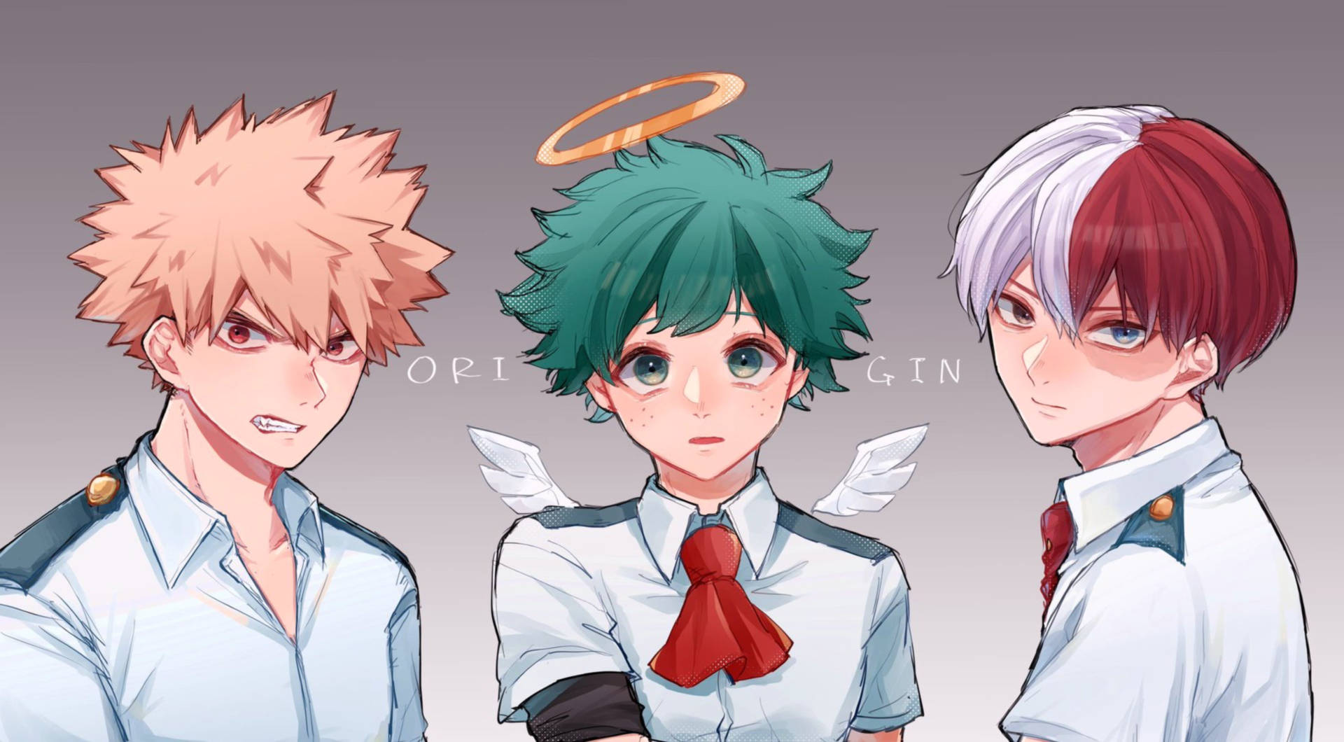 Angel Deku X Todoroki X Bakugou Background