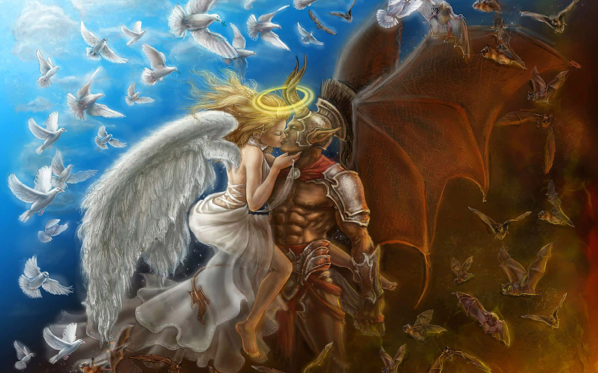 Angel Demon Duality Artwork Background