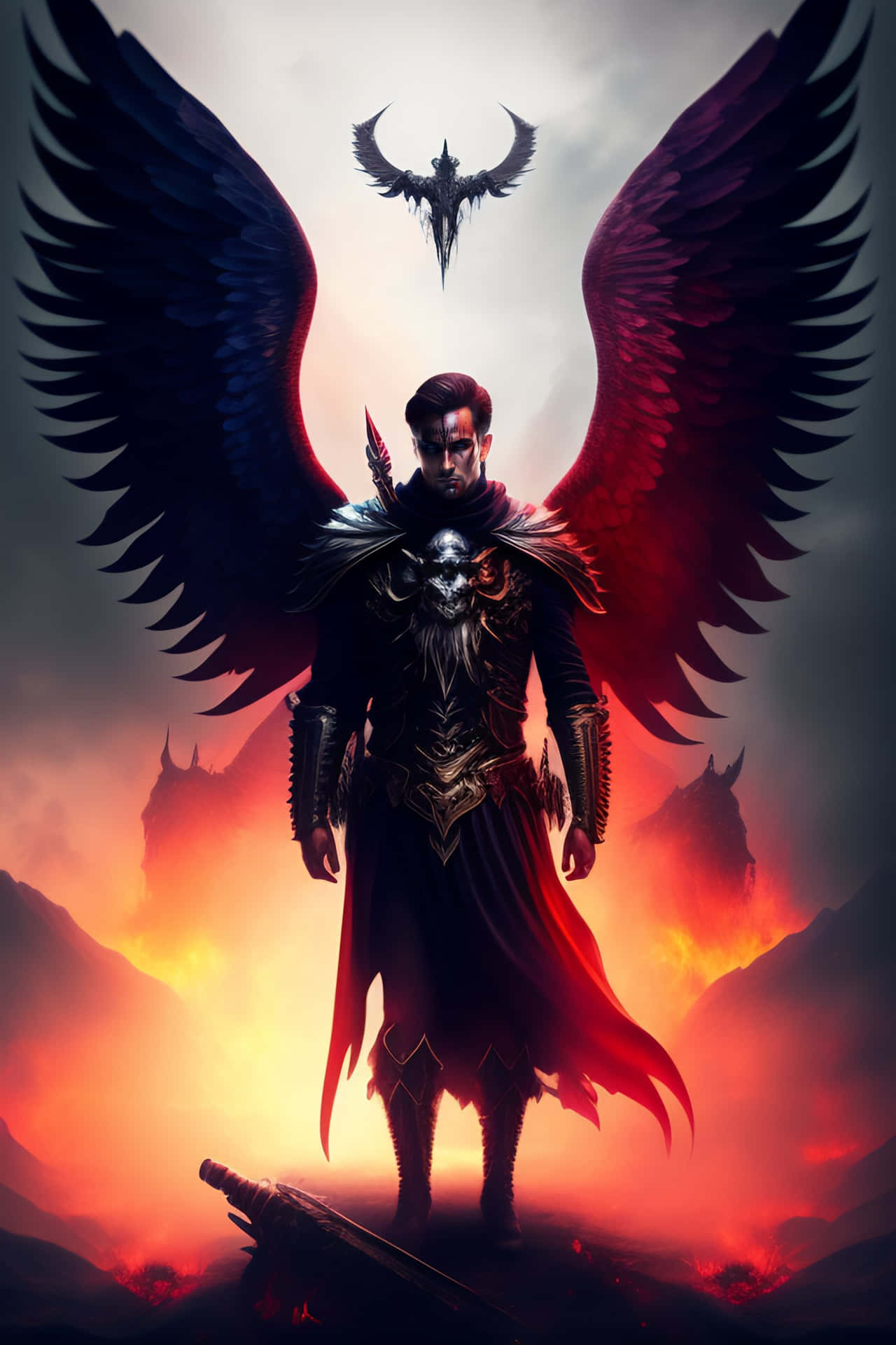 Angel Demon Warrior Artwork Background