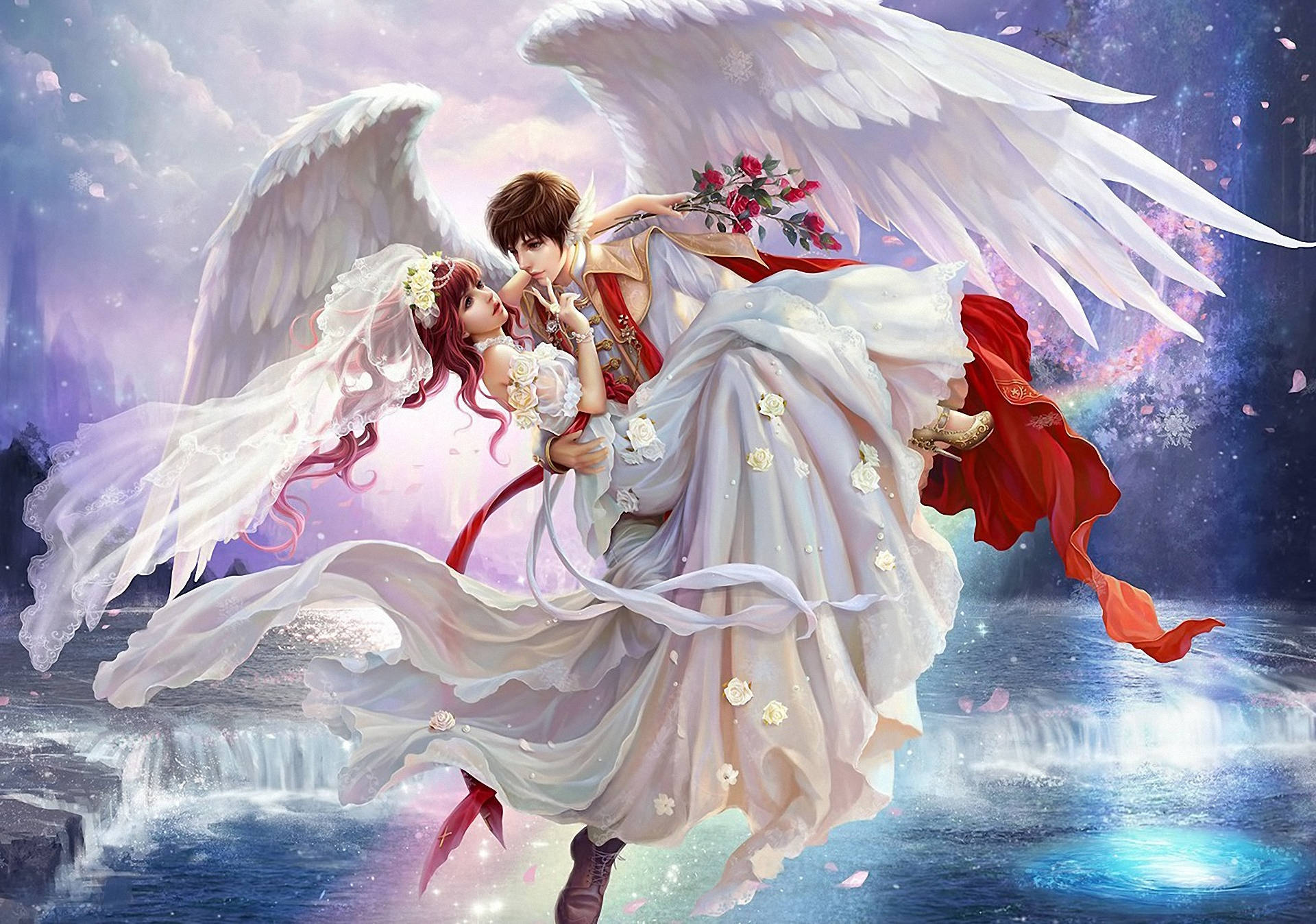 Angel Groom With Bride Background