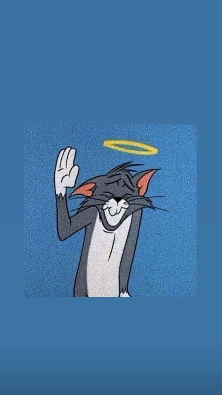 Angel Halo Cartoon Character Waving Background