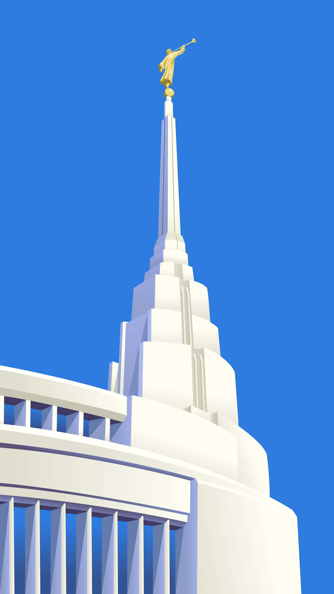 Angel Moroni Atop Mormon Temple Spire Background