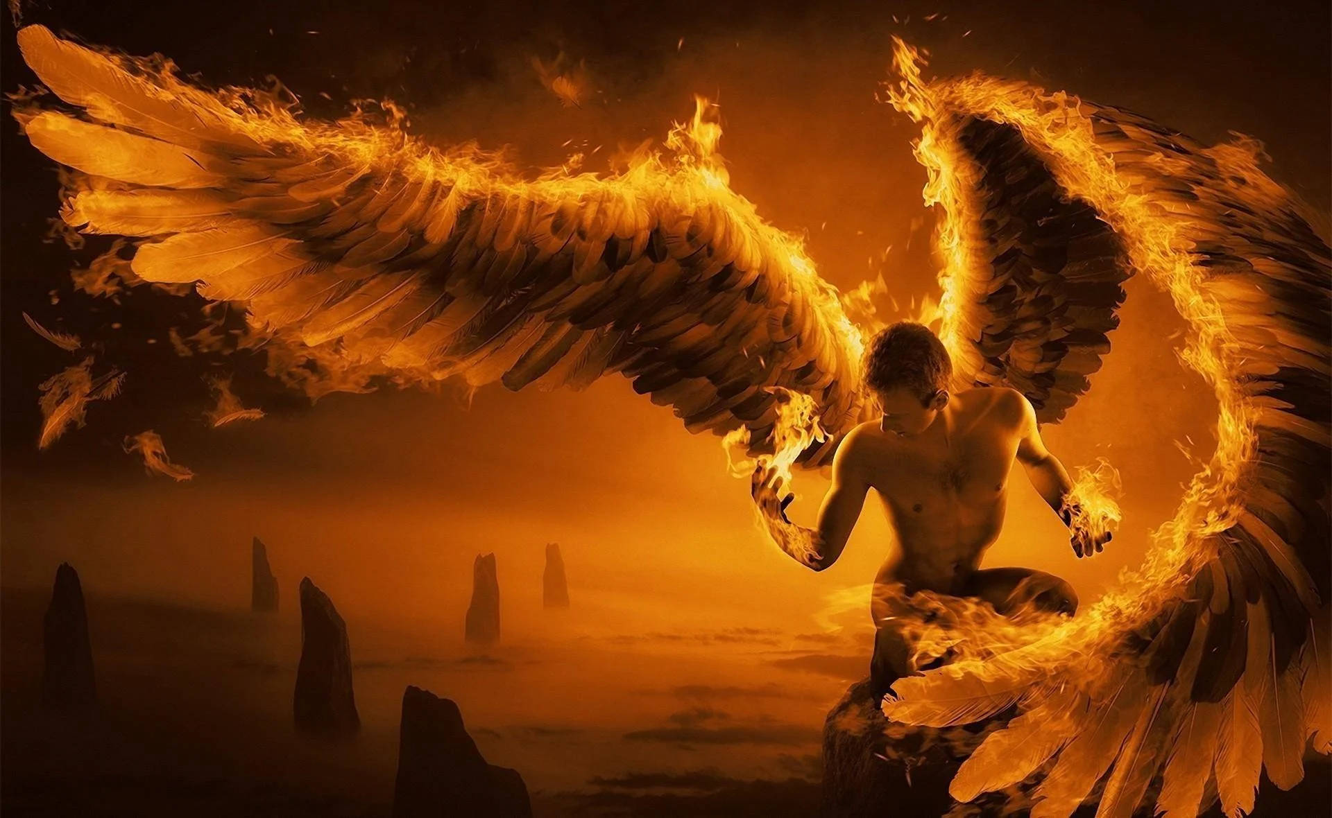 Angel Of Fire Lucifer Devil Background