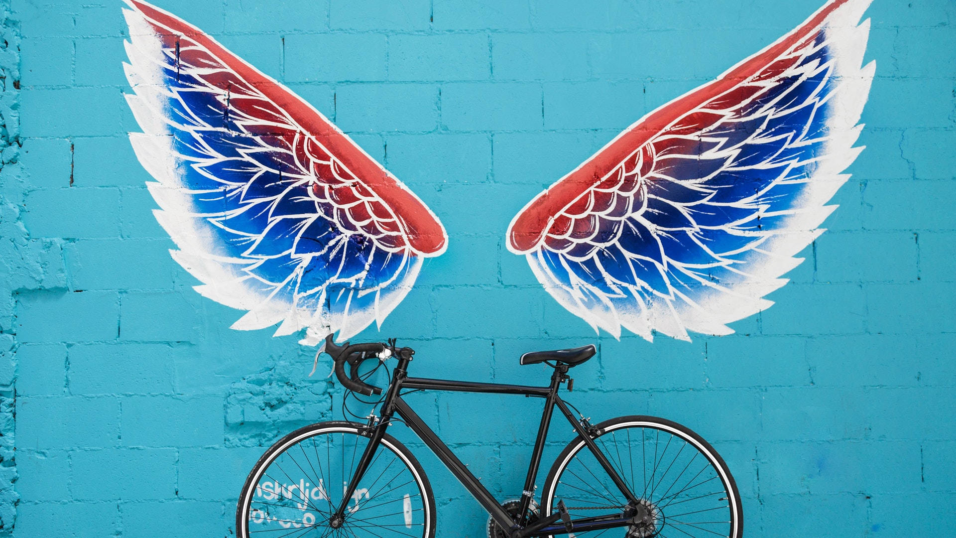 Angel's Wings Wall Painting Road Bike Background