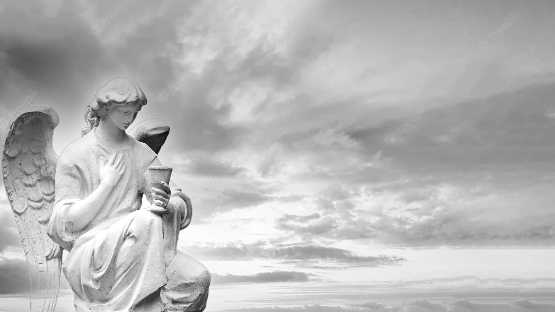 Angel Statue In The Sky Background