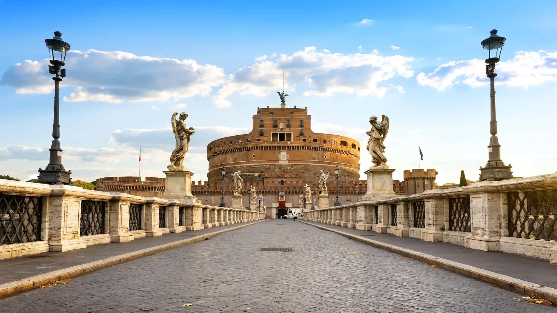Angel Statues At Castel Santangelo Hd Background
