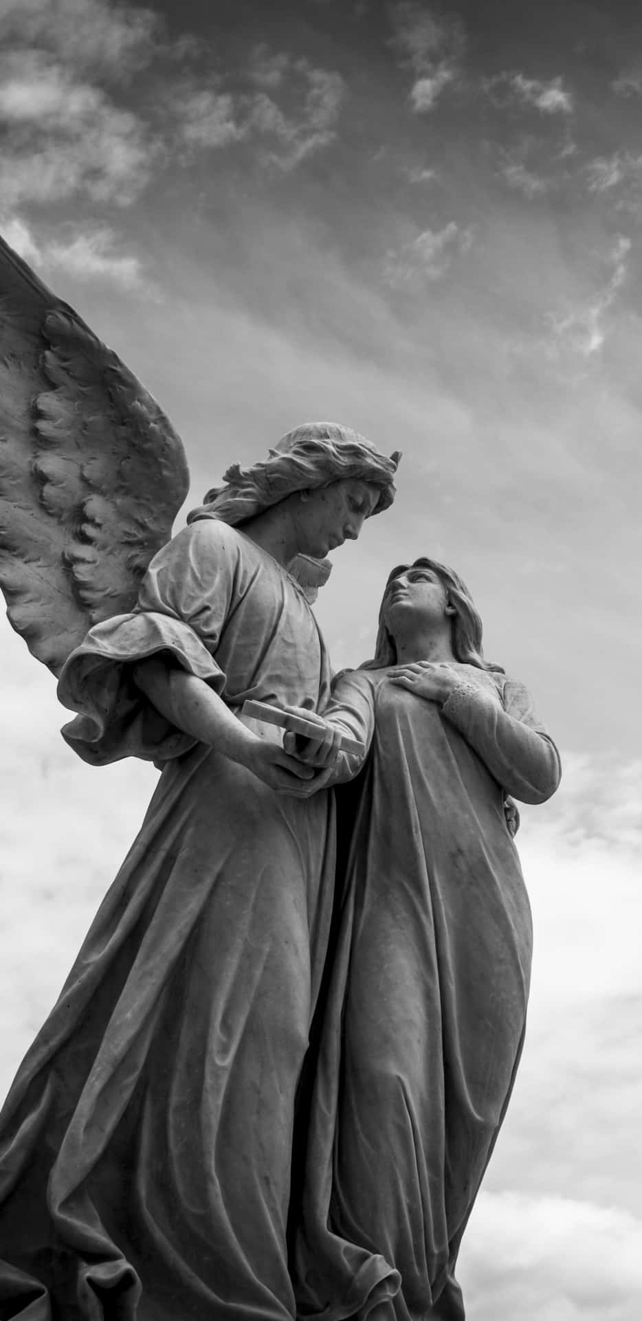 Angeland Mortal Statue Embrace Background