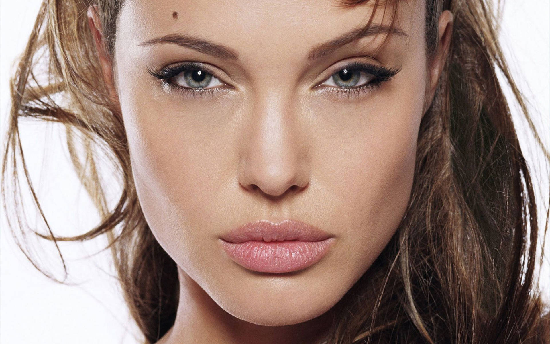 Angelina Jolie Close-up Natural Makeup Look Background