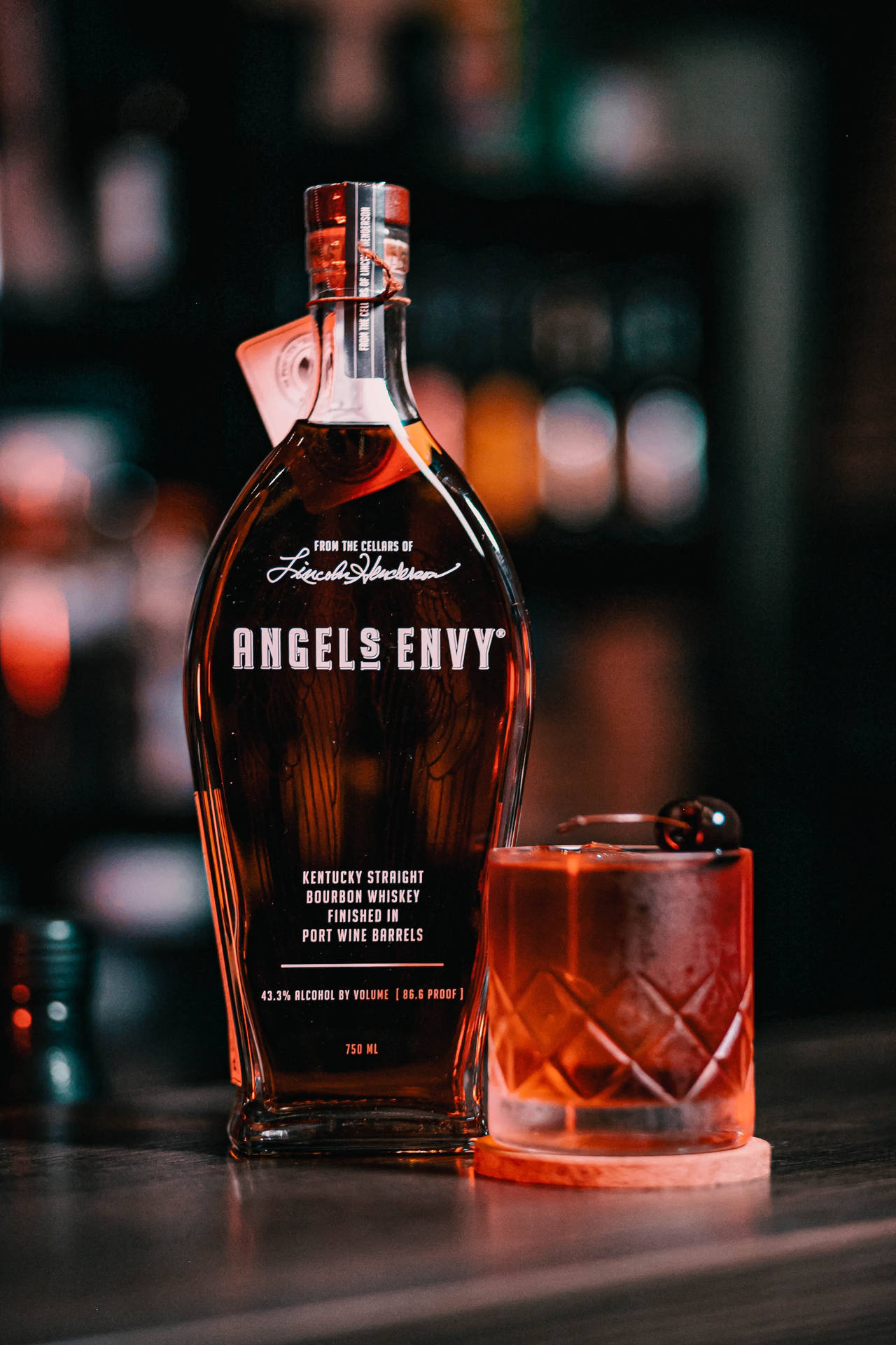 Angels Envy Whiskey Bottle Background