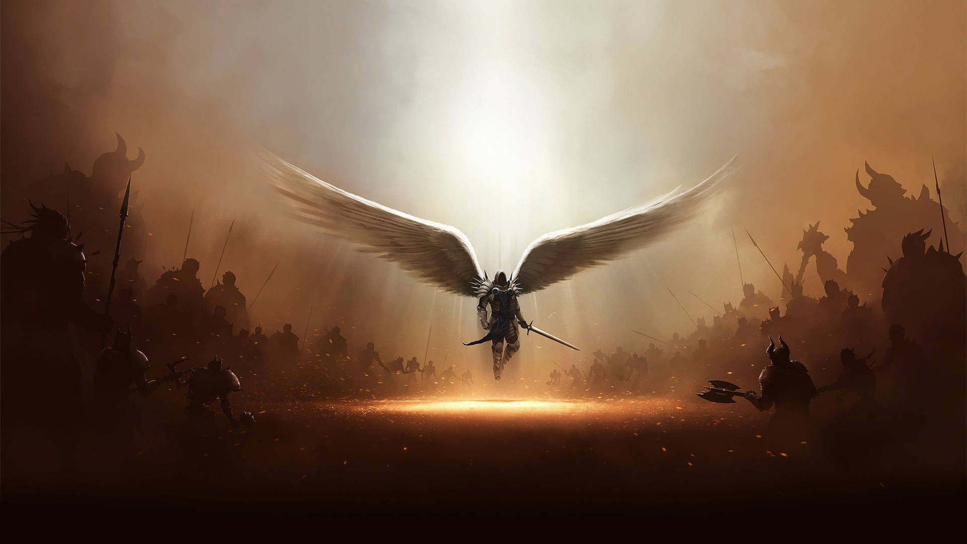 Angels In Heaven Many Creatures Battlefield Background