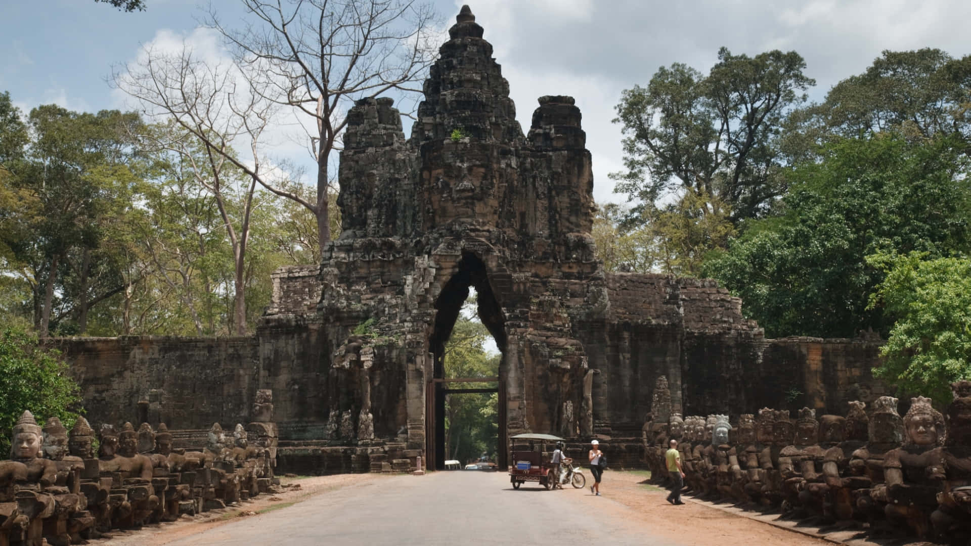 Angkor Thom Archway Ruins Background