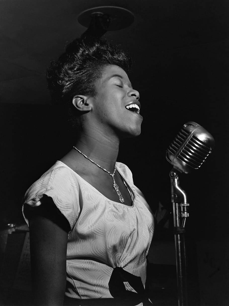 Angle Shot Sarah Vaughan Mic Background