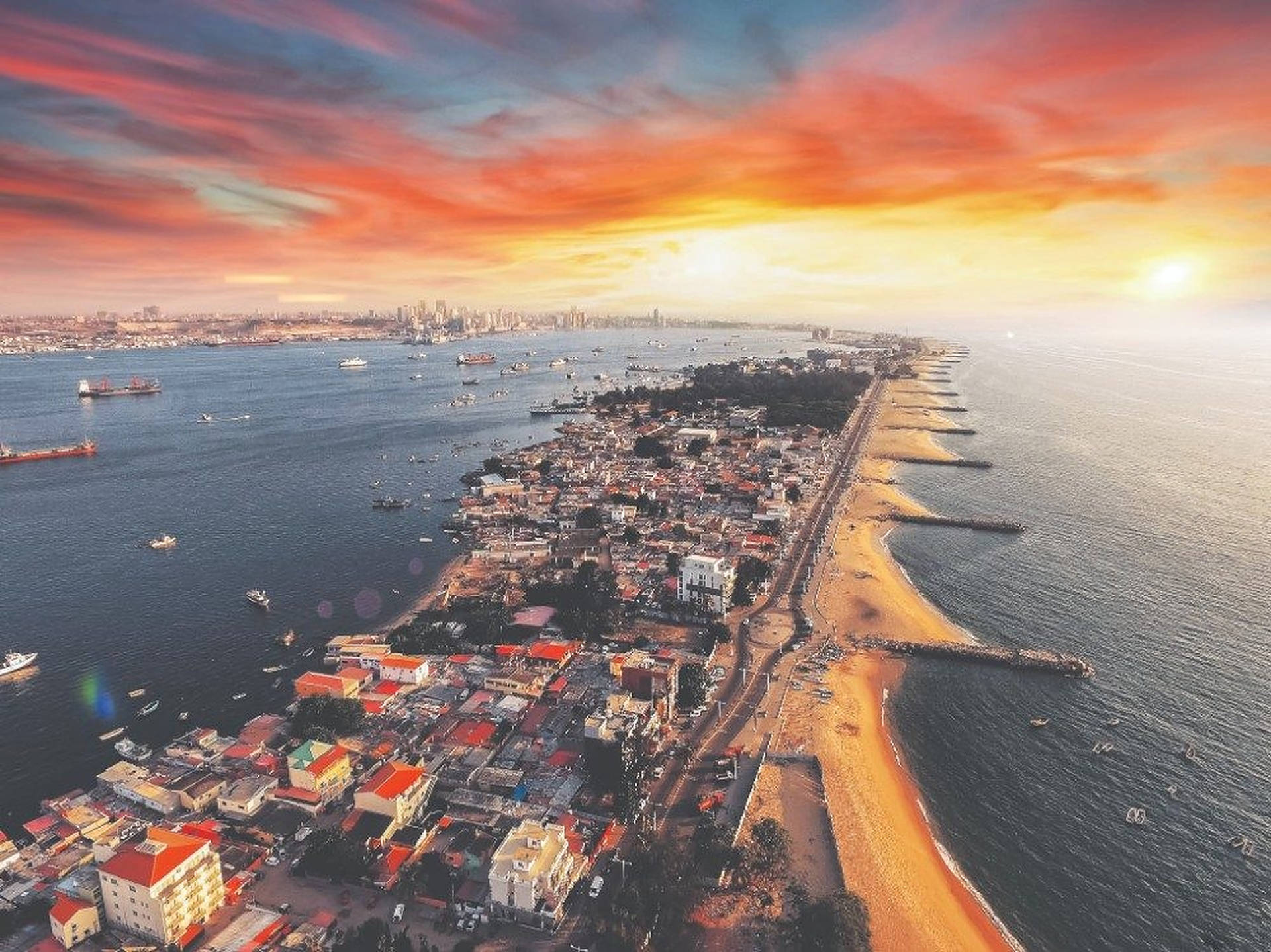 Angola Coast Sunset Background