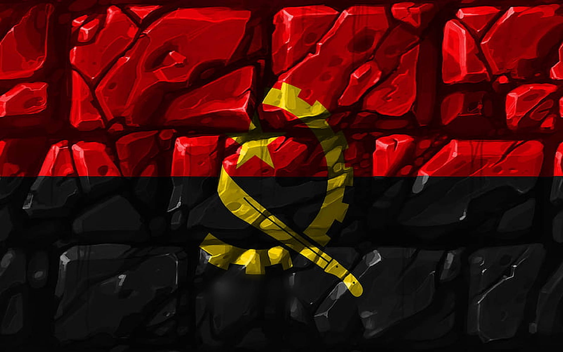 Angola Flag Brick Illustration