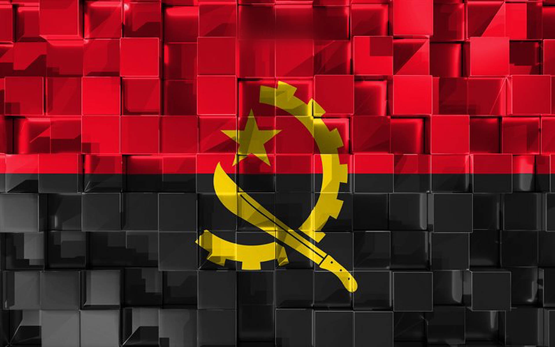 Angola Flag Cube Art Background