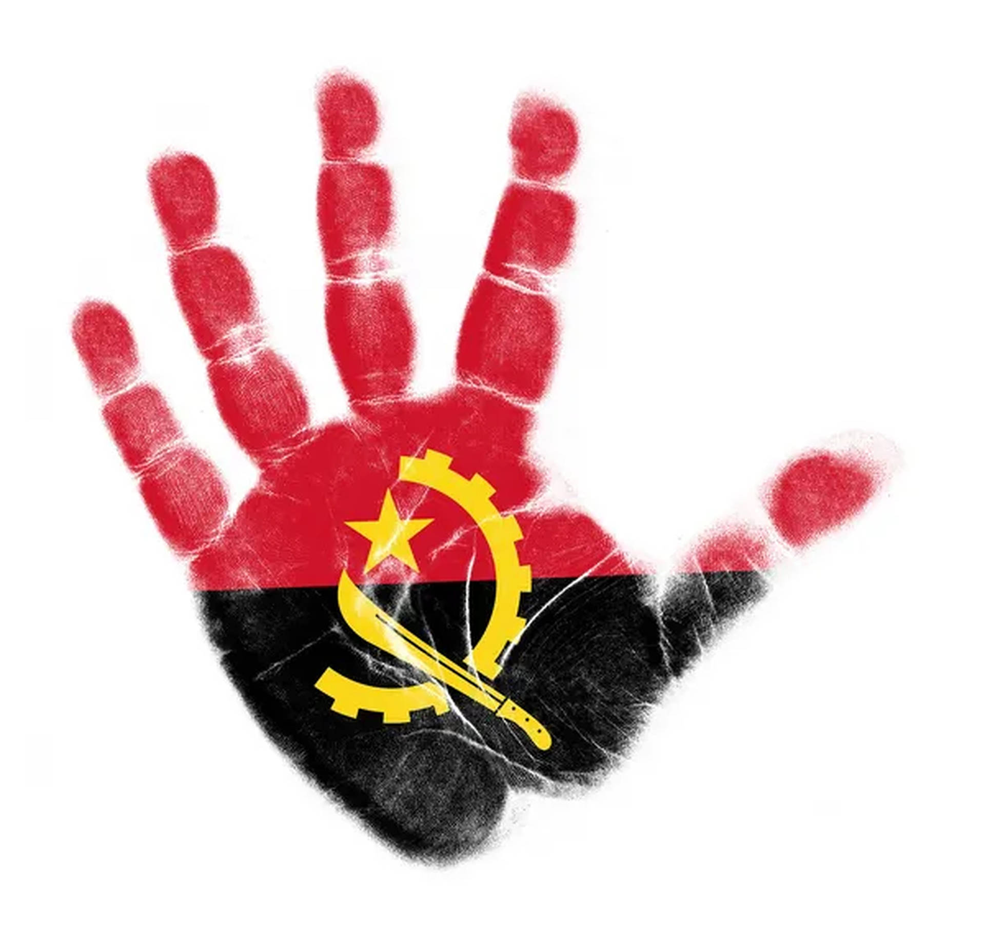 Angola Flag Hand Print