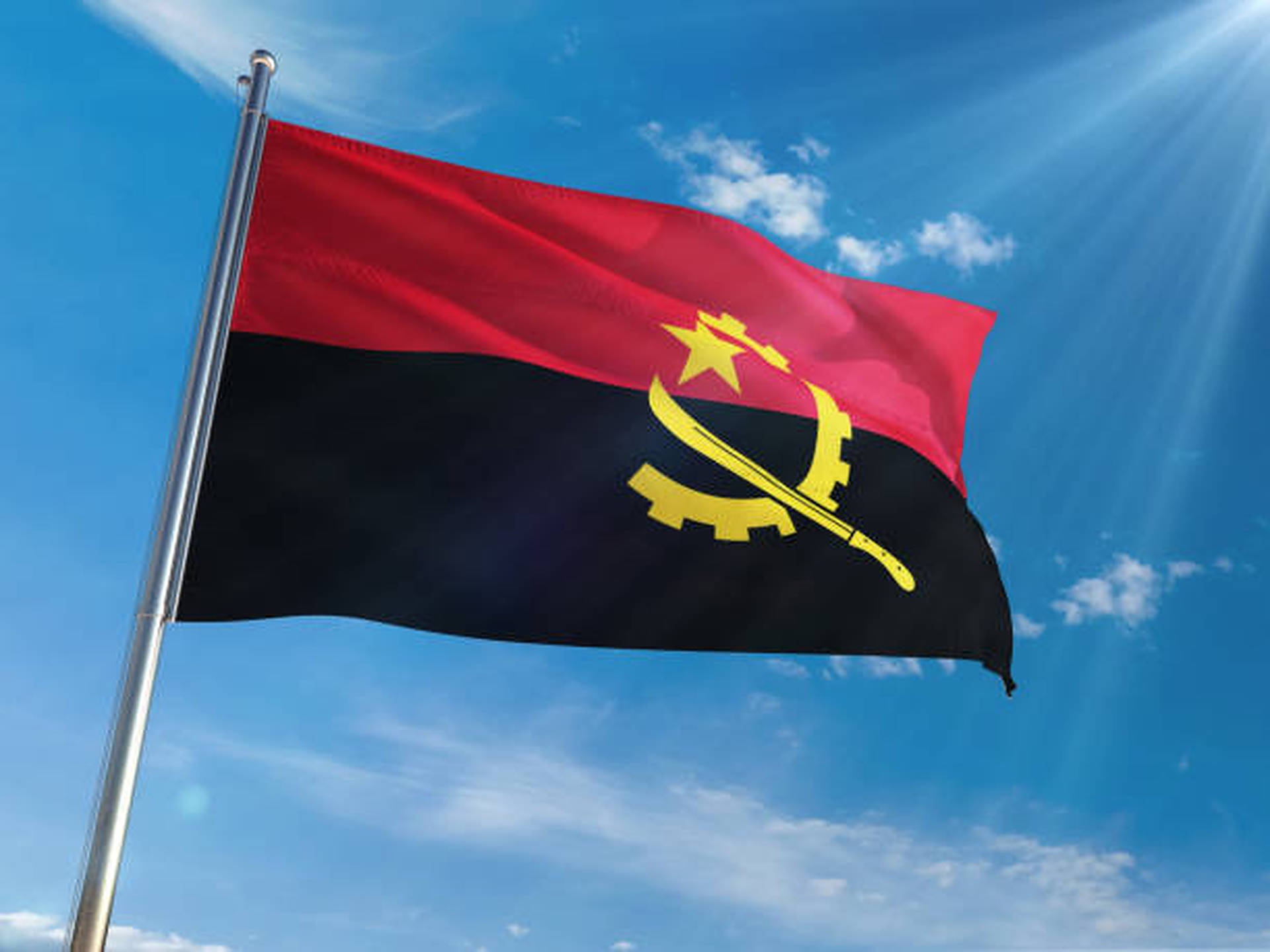 Angola Flag Low Angle Background